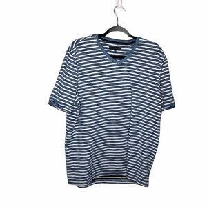 Vince Camuto Blue Stripe Short Sleeve Blouse XXL